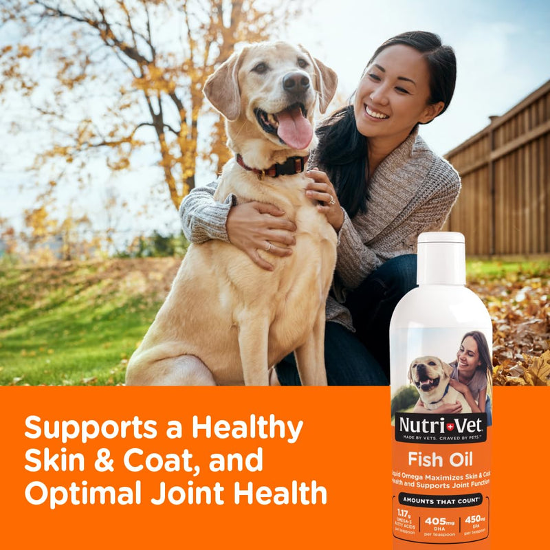 Nutri-Vet Fish Oil - Dog Skin & Coat Supplement - Omega 3 Fish Oil - Promotes Joint Health - 12oz - PawsPlanet Australia