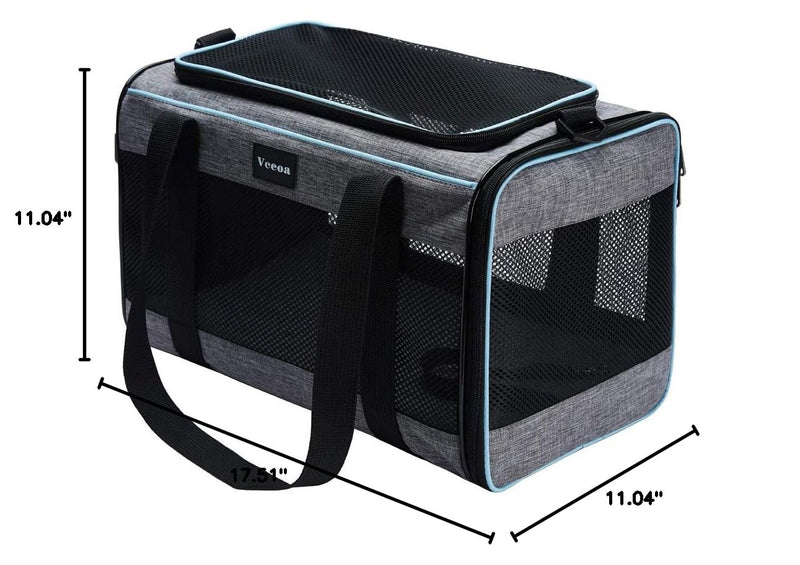 Vceoa 17.5x11x11 Inches Cat, Dog Carrier for Pets Up to 16 Lbs, Soft-Sided Cat Bag Animal Carriers Travel Puppy Carry As a Toy of Fabric Pet Home 17.5"L x 11.0"W x 11.0"H XH - PawsPlanet Australia