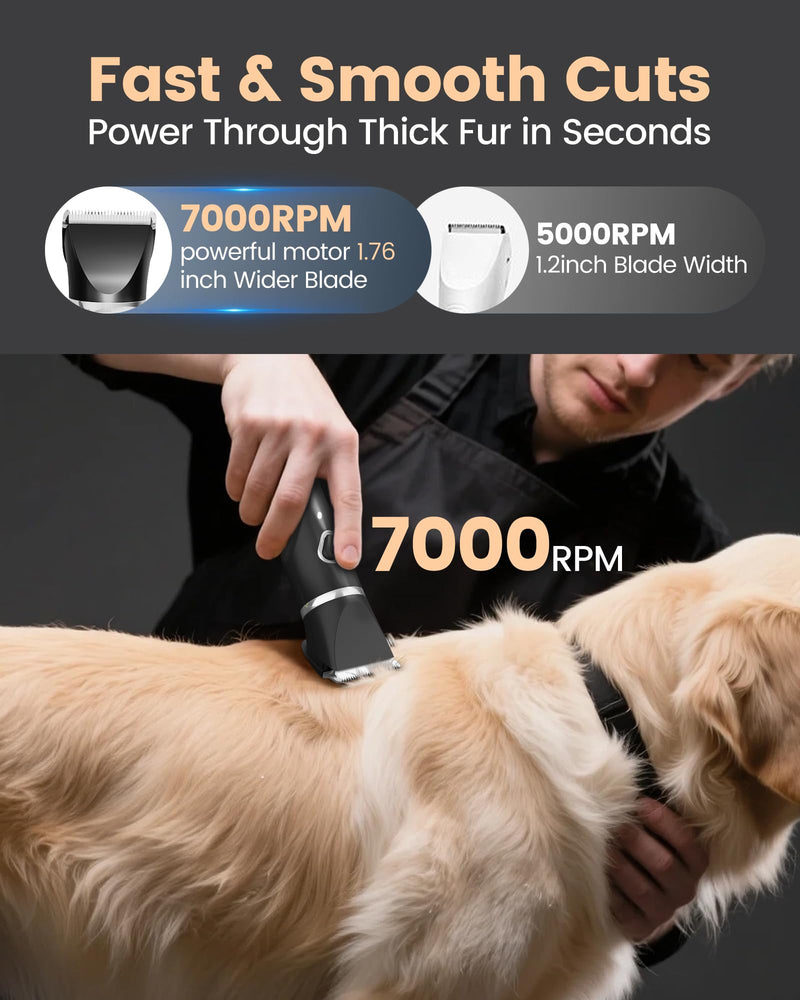 4 in 1 Dog Clippers for Grooming Thick Hair, 2000mAh Heavy Duty Dog Grooming Kit, 2-Speed Low Noise Dog Paw Trimmer with Nail Grinder for Body, Paws, Nail, Face, Ears, Legs - PawsPlanet Australia