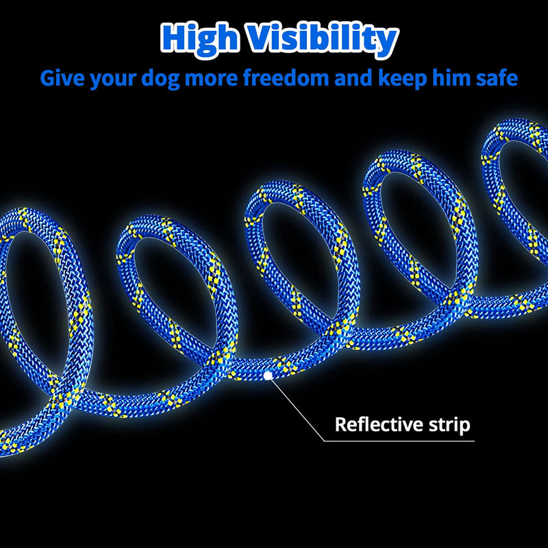 Dog Tie Out Cable for Camping - 50ft/70ft/100ft Portable Reflective Overhead Trolley System for Dogs up to 300lbs - Dog Lead for Yard Camping | Parks | Outdoor Events Blue - PawsPlanet Australia