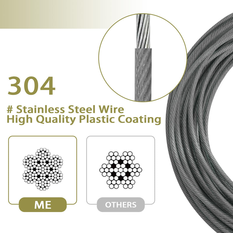 Dog Tie Out Cable 30FT Dog Runner for Stainless Steel Wire Dog Cable with Durable Superior Clips Gray Dog Chains for Outside Dog Lead for Large Dogs Up to 165 lbs - PawsPlanet Australia