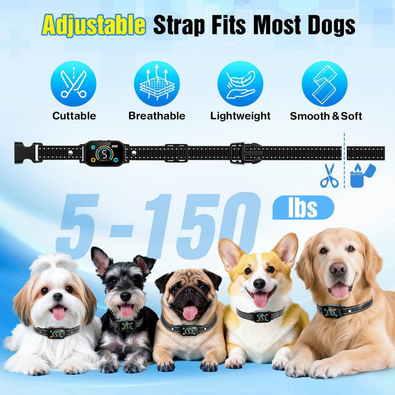 2 Pack Bark Collar, Smart Dog Bark Collar for Large Medium Small Dogs, Rechargeable Ultra-Light Training Collar with Beep Vibration, Anti Barking Device with 5-Level Sensitivity (Black) Black - PawsPlanet Australia