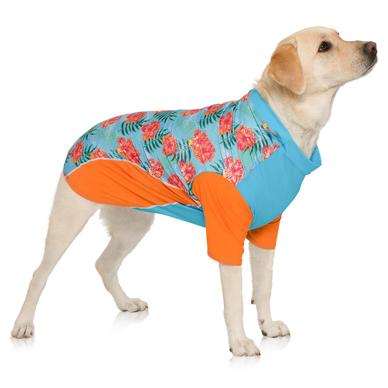PlayaPup Dog Sun Shirt, USA Made (UPF 50+), Tropical Blazing Island, Small - PawsPlanet Australia