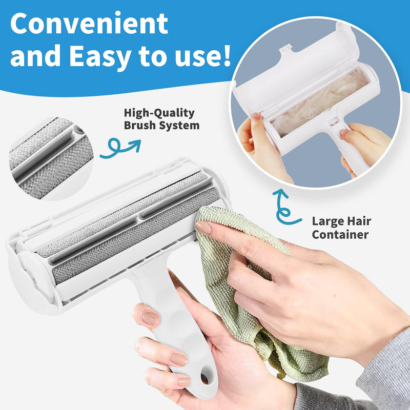 Roller Pet Hair Remover-2Pack Brush and Remover Reusable Lint Roller-Cat and Dog Hair Remover-Pet Hair Remover for Furniture/Bed,Reusable Dog Hair Remover Roller for Dog & Cat Cleaning (Grey) Gray - PawsPlanet Australia