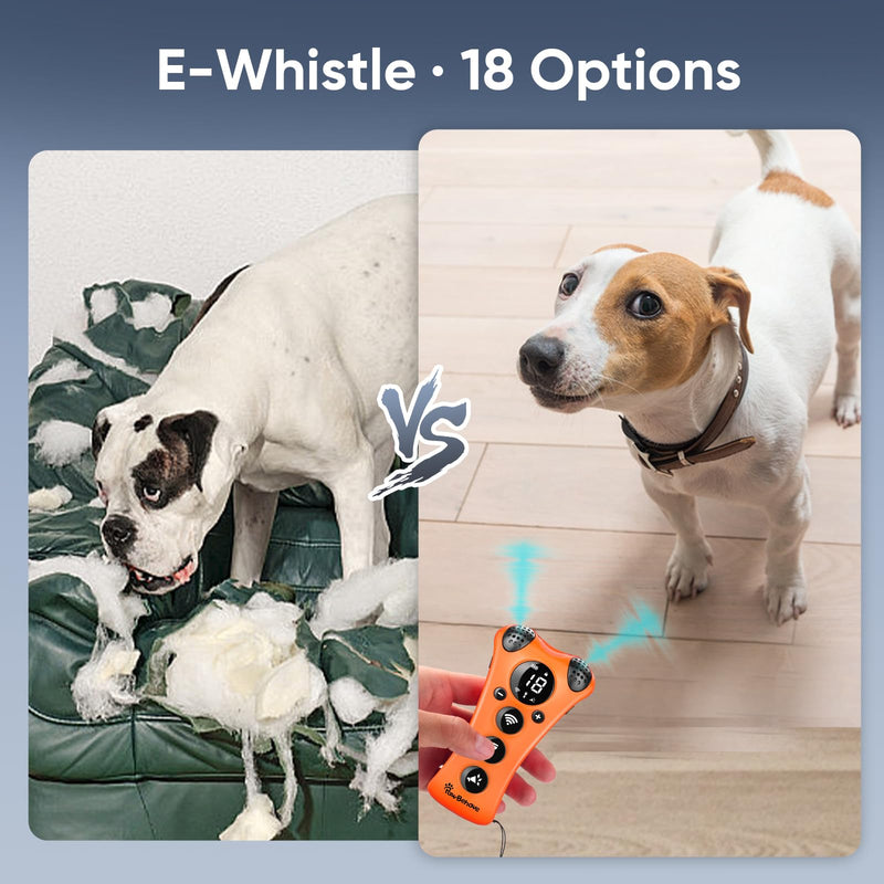 Adjustable Ultrasonic Dog Trainer – World's First Variable Frequency Pet Behavior Corrector with 10 Level Ultra Sound, 18 Dog Whistles, Anti-Bark Flashlight, Humane Dog Deterrent (Orange) Orange