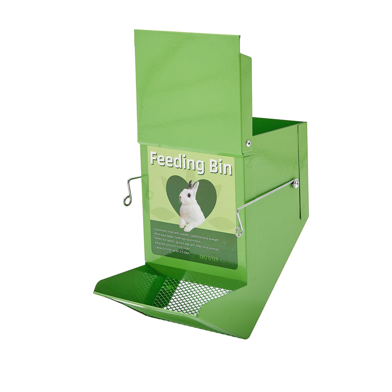Metal Small Animal Feeder with Lid, Heavy Duty Rabbit Feeder, Large Capacity Rabbit Food Dispenser, Great for Rabbit, Guinea Pigs, Chinchillas and Other Small Animals. (4.6 inch, Green) 4.6 inch - PawsPlanet Australia