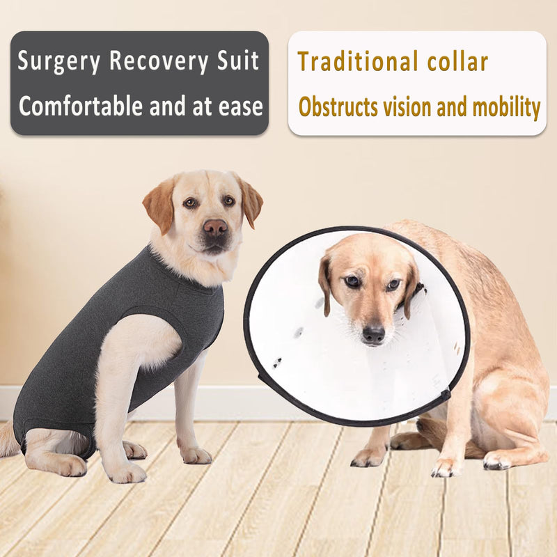Dog Surgery Recovery Suit Medical Pet Shirt Recovery Suits for After Surgery Female Male Dog Surgical Suit Dogs Cone Collar Alternative Protect Wounds Spay Suits for Puppy Medium Large Dogs XL Grey