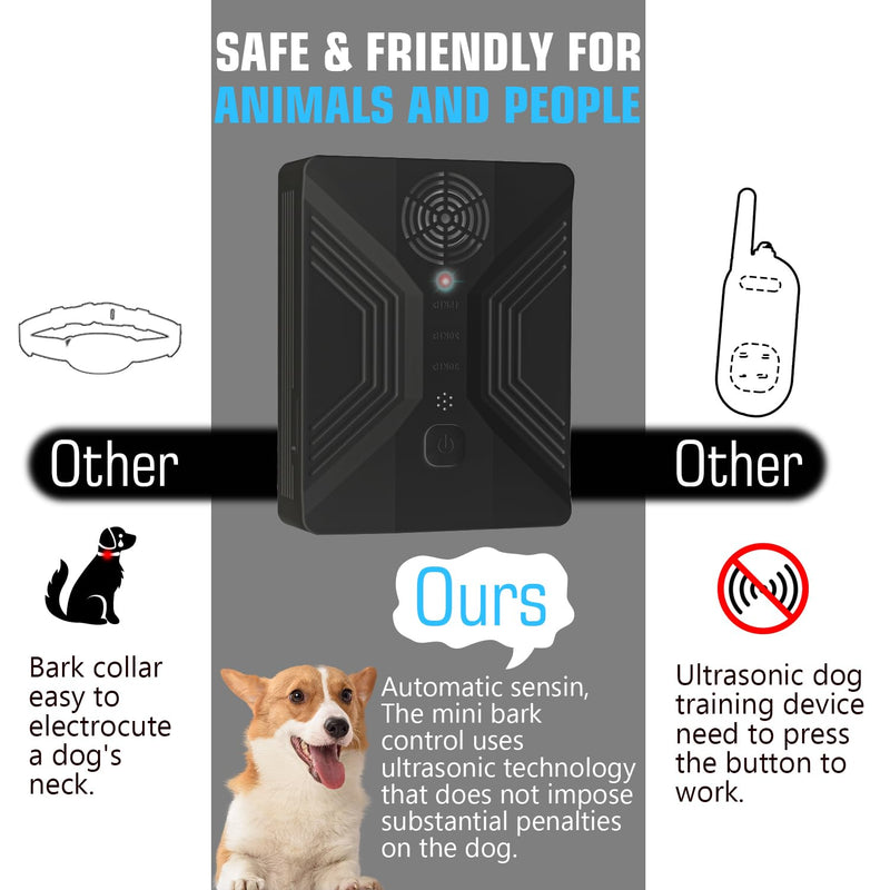 Upgraded Ultrasonic Dog Bark Deterrent Device - Rechargeable, Waterproof, 3 Modes, 33ft Ultrasonic Bark Box, Anti Barking Device - Stops Excessive Barking, Neighbor Dog Disturbances, Pitch-Black - PawsPlanet Australia