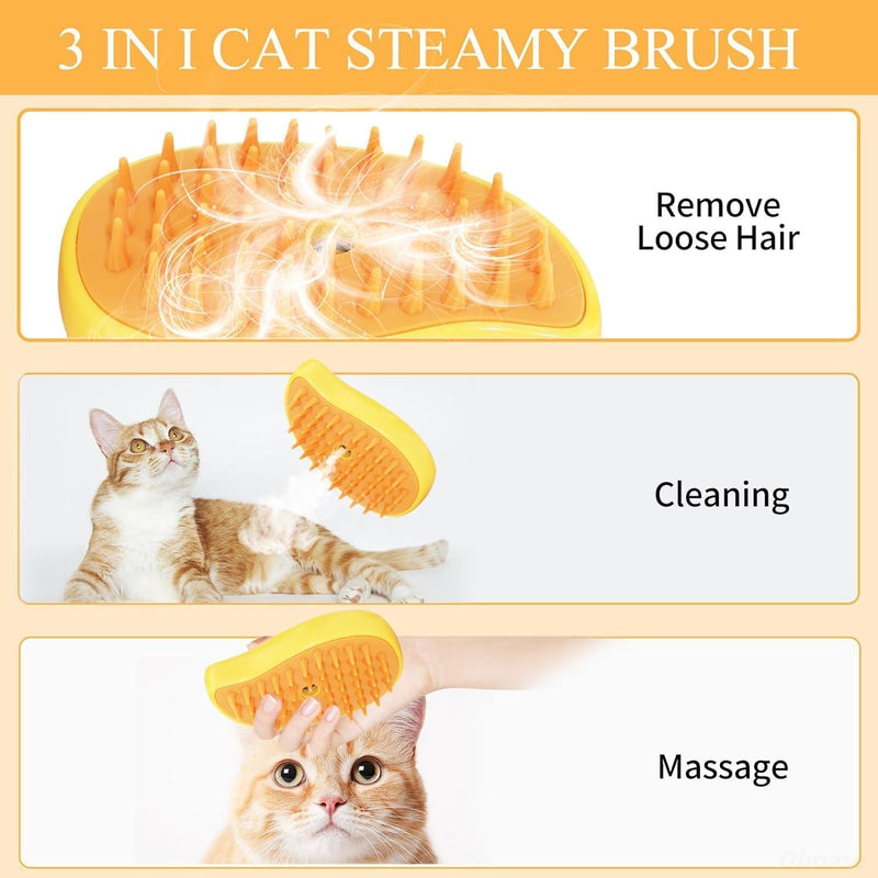 Cat Steam Brush, 3 In1 Spray Cat Brush, Self Cleaning Cat Steamy Brush, Cat Steamy Brush for Massage, Steam Pet Brush for Removing Tangled and Loosse Hair - PawsPlanet Australia