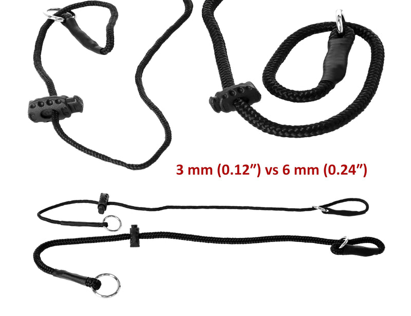 DINGO GEAR Dog Training Collar 3 mm Diameter Braided Cord One Limiter Waterproof for Dog Sports IGP Bite Work Obedience Size S - Black (S04071) THIN 1 LIMITER - PawsPlanet Australia
