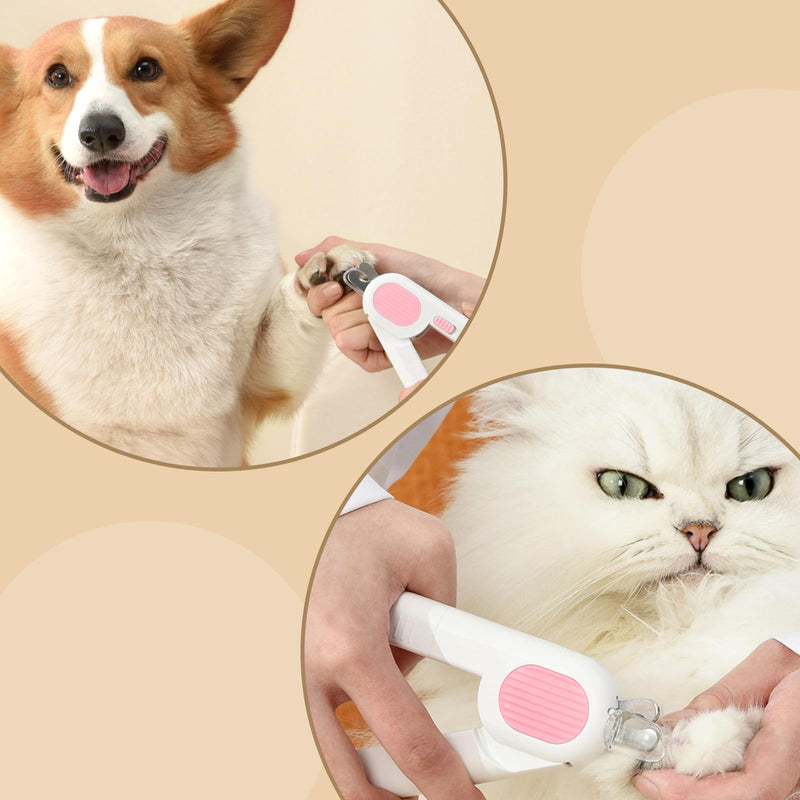 Odoland Cat Nail Clipper with LED Light and Nail File, Dog Claw Trimmer with Bright Light to Avoid Excessive Cutting - Pet Grooming Tool for Tiny Dog Cat Kitten Bunny Rabbit Pink - PawsPlanet Australia