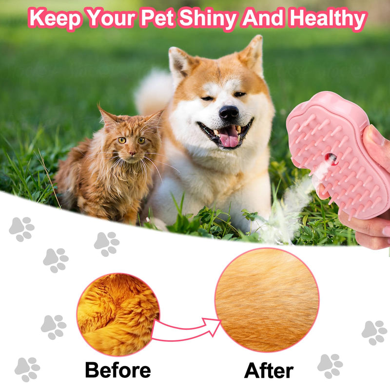 Mity rain Dog Grooming Brush, Pink Paws Self Cleaning Steamy Hair Brush for Shedding, Grooming and Massage, Unisex, All Hair Types - PawsPlanet Australia