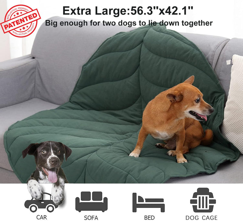 56x42 Inch Leaf Shaped Cotton Dog Blanket, Extra Large Pet Blanket for Small Medium Large Dogs, Machine Washable Puppy Mat for Couch Protection, Soft Plush Dog Bed for Furniture, Sofa, Floor Green - PawsPlanet Australia