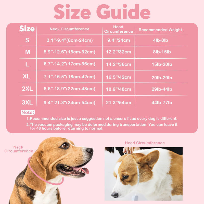 IDOMIK Dog Recovery Collar, Waterproof Soft Dog Cone After Surgery, Comfy Protective Elizabethan Collar Alternative for Dogs Cats, Adjustable Pet Neck Donut Cone Anti-Licking Biting Wounds,Pink,2XL 2XL Pink