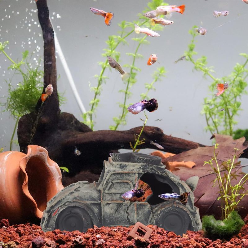 New model car aquarium with aquatic plant landscaping decorations and aquarium ornament decorations fish tank landscaping (Resin car) - PawsPlanet Australia