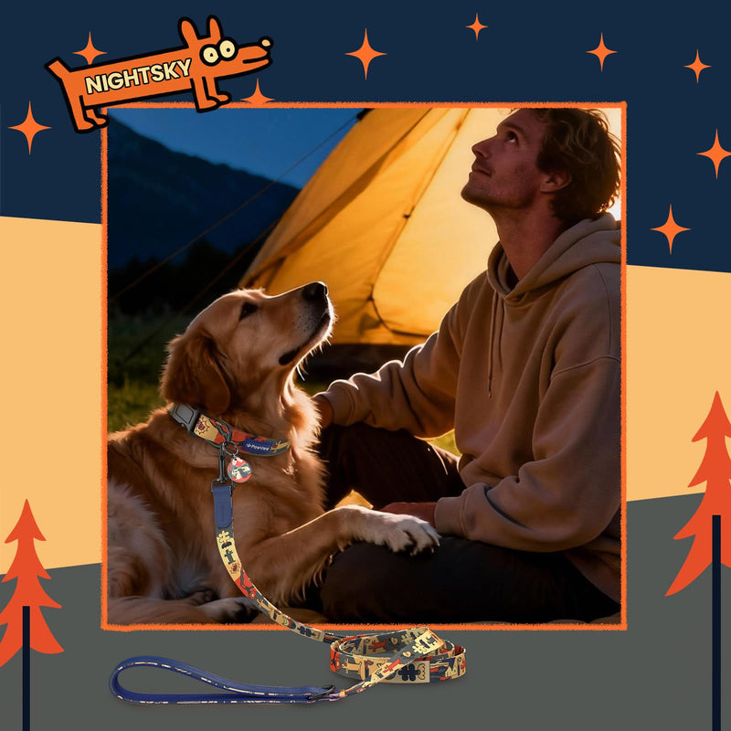 Dog Collar and Leash Set, QR Tag Adjustable Pet Collar, 5 FT Heavy Duty Dog Leash, Padded Handle, Quick Release Buckle, Metal Ring, 360° Swivel Clip for Small Dogs Walking Running (Dark Blue, S) Night Sky Blue Combo S (Neck 11.02-16.93'',Width 0.59'' ) - PawsPlanet Australia