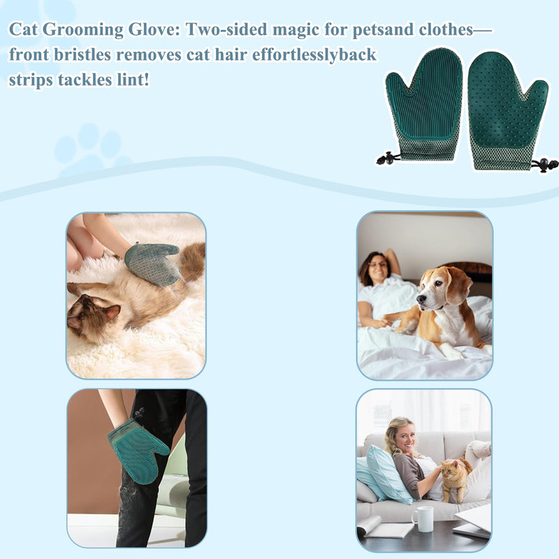 4-Piece Cat Grooming Essentials: Automatic Cleaning Slicker Brush, Massage Glove, and 2 Wall Scratchers for Hair Removal, Knot Untangling, and Soothing Care, Suitable for Cats with Any Fur Type. - PawsPlanet Australia