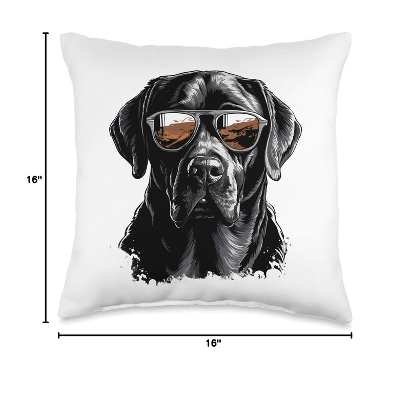 Labrador Retriever Lab Dog Breed Pet with Sunglasses Throw Pillow 16x16