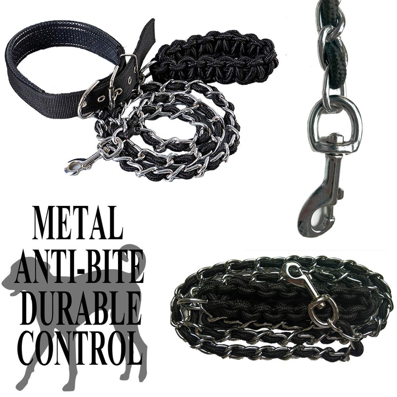 Dog Leash Metal Leashes Chain Rope with Pet Collar Training Walking Leads Heavy Duty Anti Bite 360 Hook for Medium and Large Dogs (X-Large) X-Large - PawsPlanet Australia