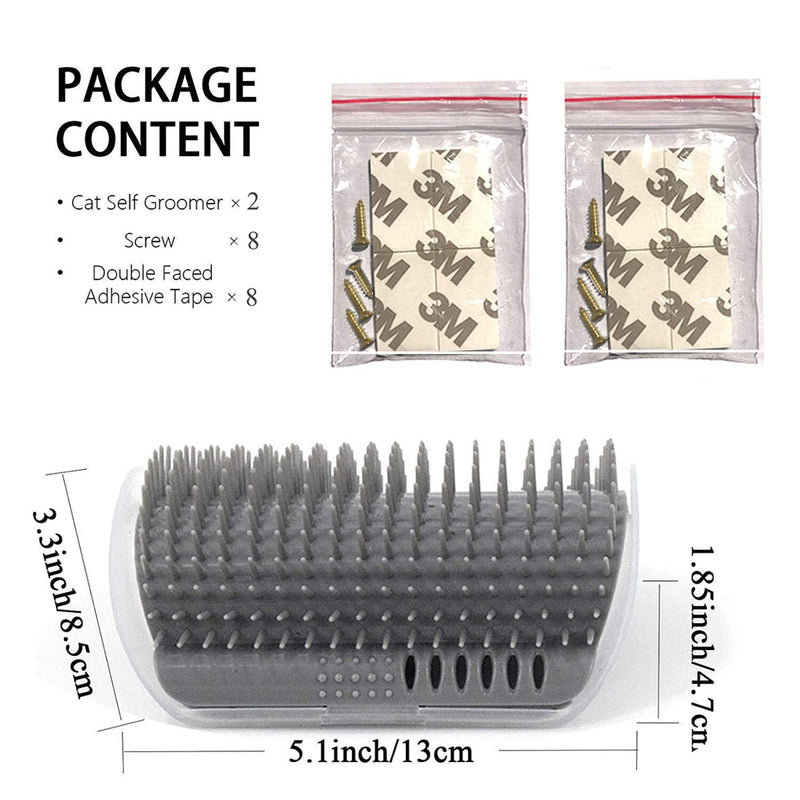 Kingtree Cat Corner Scratcher Self Groomer with Catnip, 2 Pack Softer Cat Face Scratchers Wall Corner Grooming Massage Combs for Long & Short Fur Cats Gray