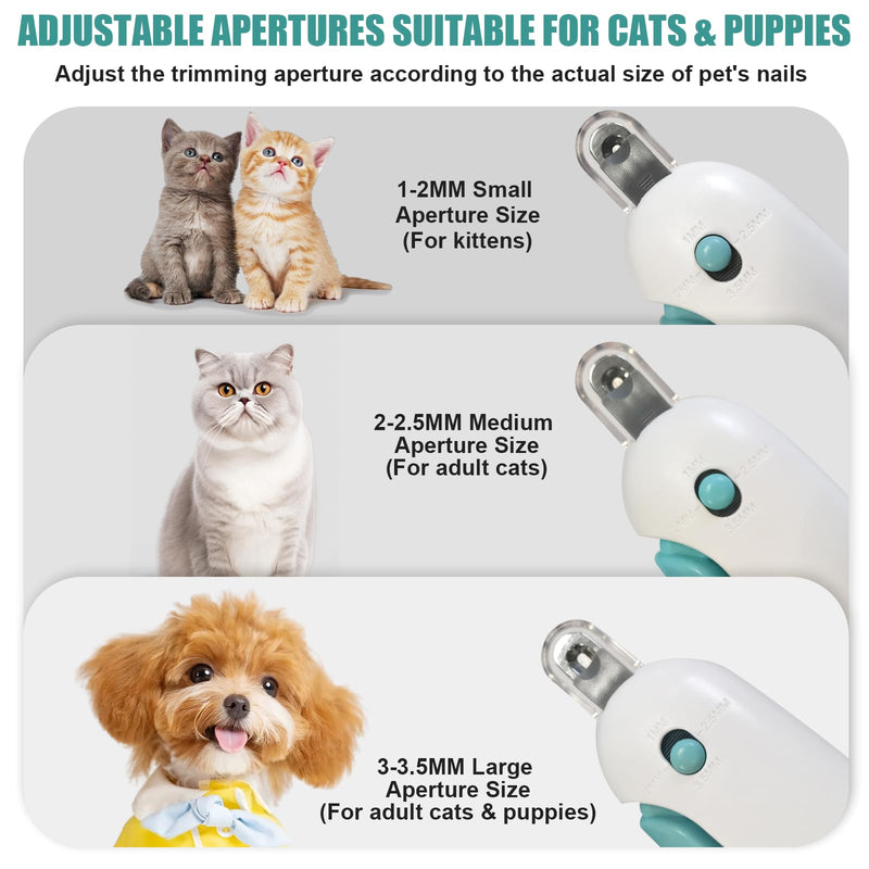 Cat Nail Clipper with Adjustable Aperture, Dog Nail Trimmer with Nail File for Puppies, Safe Pet Claw Clipper Grooming Tool to Avoid Over Cutting, Professional Pet Nail Cutter for Beginners (Blue) Blue - PawsPlanet Australia