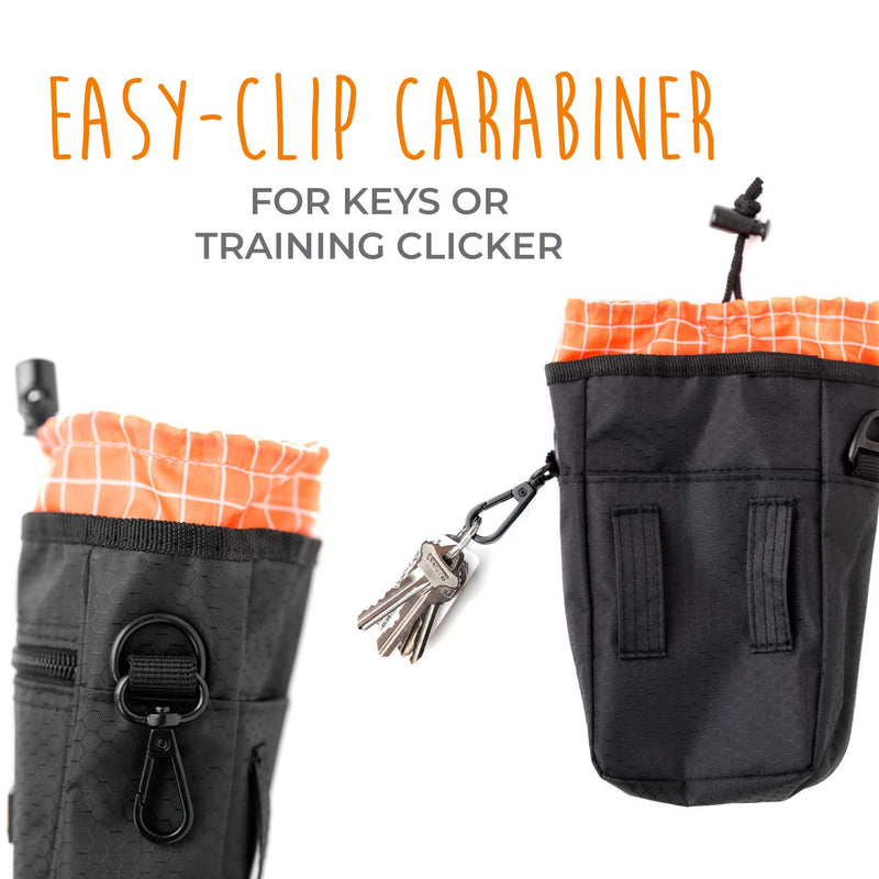 Mighty Paw Dog Treat Bag - Drawstring Closure Pouch - Includes Carabiner Hook and Pick-up Bags - With Reflective Belt - Training Treat Bag - Pet Treat Pouch - Dog Bag Pouch - Treat Pouch (Black) - PawsPlanet Australia