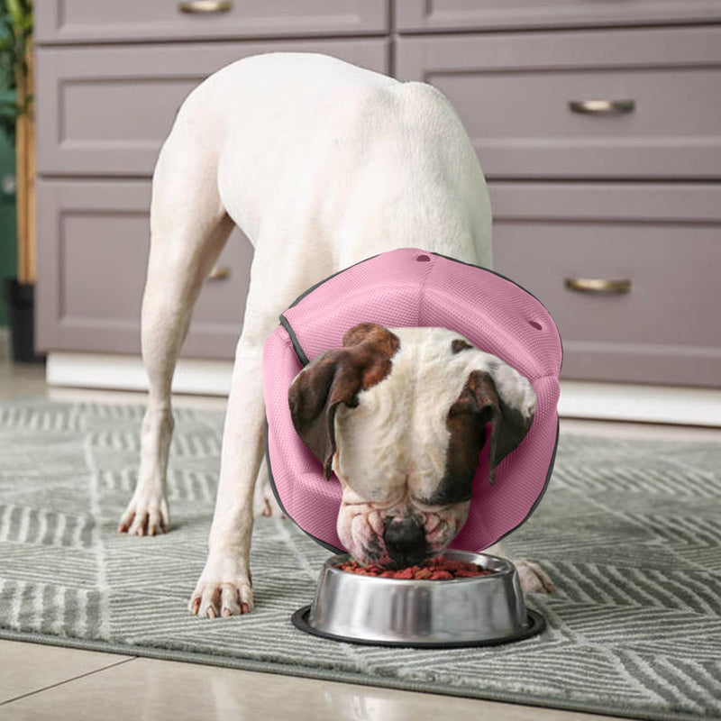 IECOii Soft Dog Cone, Soft Elizabethan Collar Anti Lick Dog Collar Pink S | Breathable Air Mesh|Covered Smooth Snap Buttons|Soft Rounded Edge|Stops Lick-Scratch Injury Cycle|Reusable Long-Term S---Neck:9.4-11.8in
