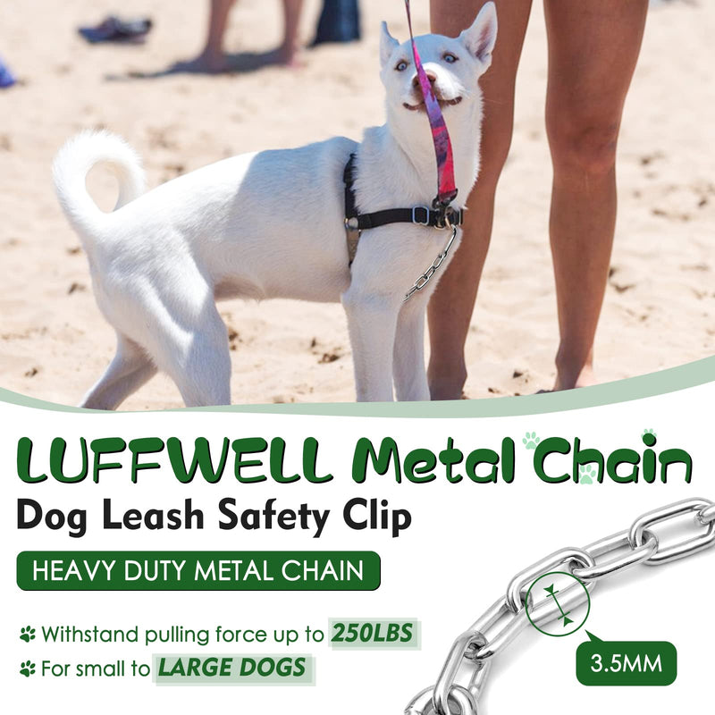 Dog Collar Backup Clip, Chew Proof Double Ended Backup Metal Safety Clasp Pet Dog Leash Connector, Heavy Duty Chain Safety Clip for Prong Collar, Dog Harness, Pinch Collar, Gentle Lead with Carabiner 8inch - PawsPlanet Australia