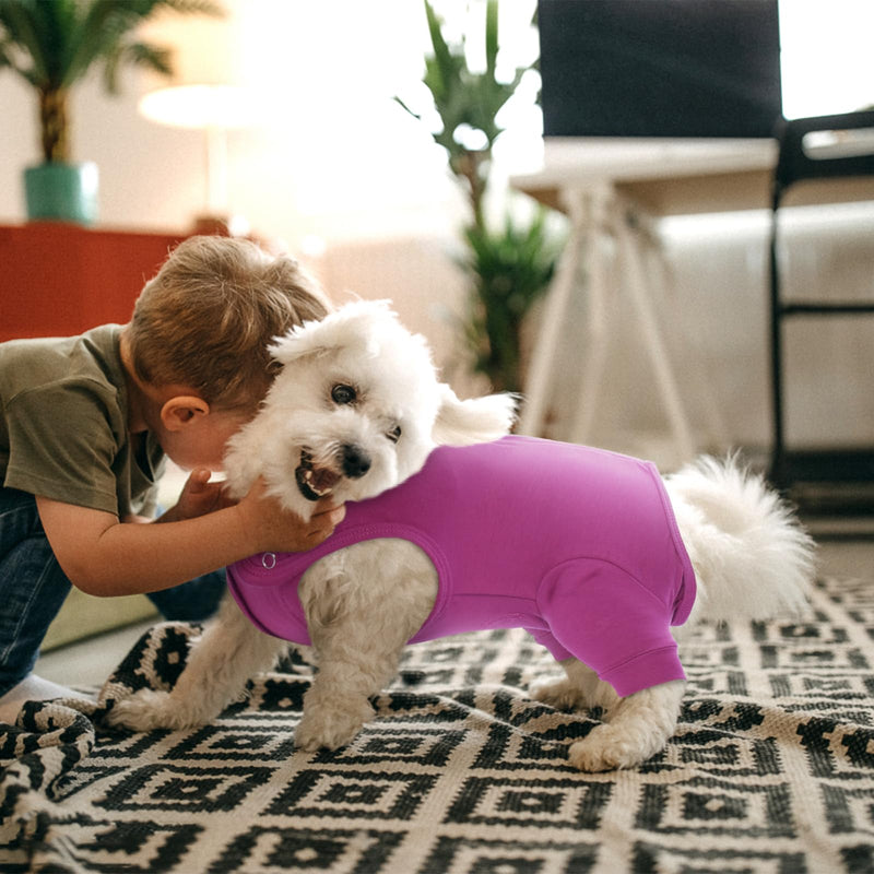 Nanaki Dog Wound Care Shirt,Dog Leg Sleeve To Stop Licking Rear Leg And Abdomen,Dog Surgery Suit Female Spay,Dog Onesie For Surgery Female Male,Dog Surgical Recovery Suit Female Dog Wound Heal Clothes 2XL(Back:23.2", Weight:40-85Ib) Purple - PawsPlanet Australia