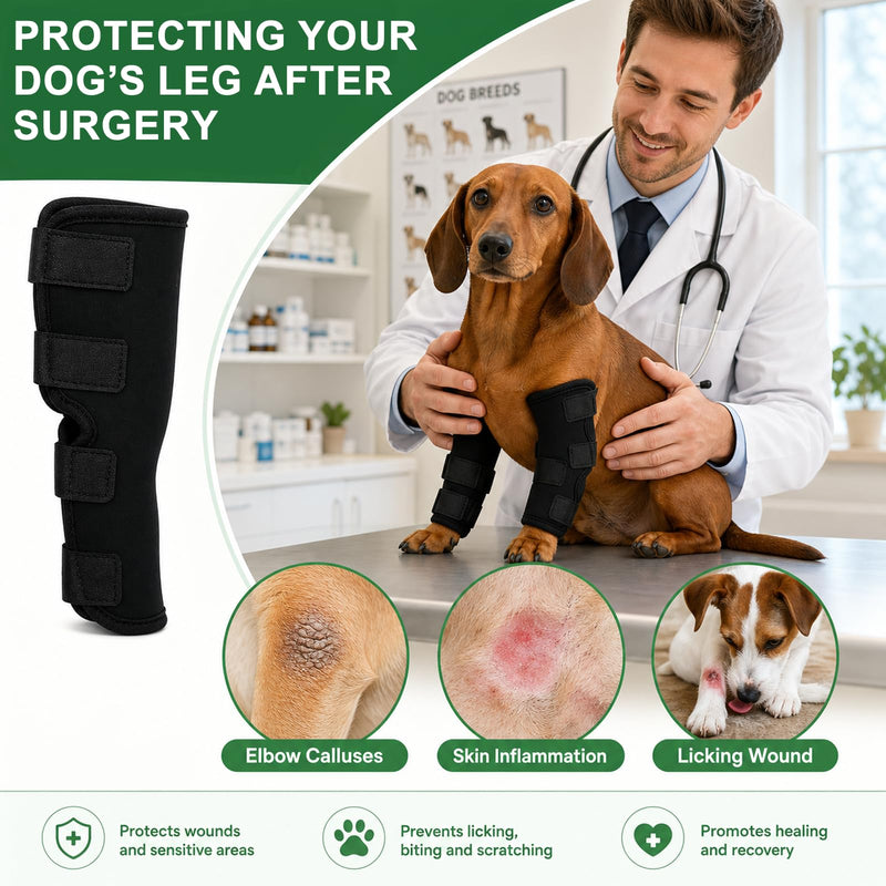 2 Pieces Adjustable Dog Knee Protectors, Neoprene Dog Joint Support for Postoperative Rehabilitation, Arthritis, Patellar Luxation, Breathable Dog Bandage for Joint Protection and Pain Relief
