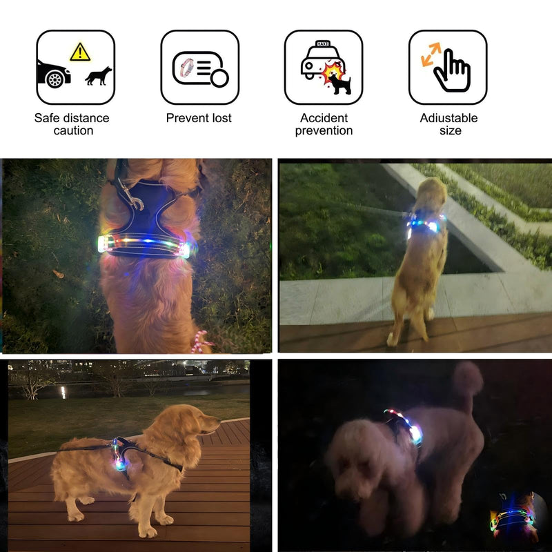 Light Up Dog Harness - No Pull LED Dog Harness Rechargeable Waterproof,for Night Walking Adjustable Glow Up Dog Vest,for Large Dogs(Black-XL) XL Black - PawsPlanet Australia