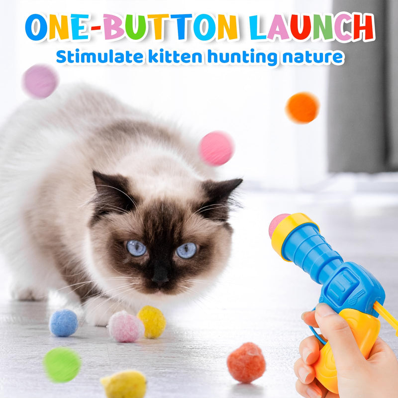 4 Pack Cat Plush Ball Launcher,Interactive Cat Toy with 12 Colorful Ping Pong Balls and Plush Balls,Boredom Relief Silent Interactive Artifact Pet Supplies Suitable for Kittens,Dogs,Pets - PawsPlanet Australia