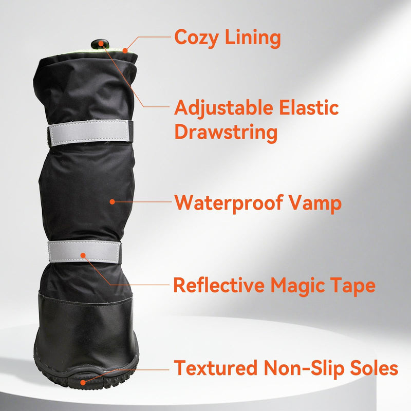 4 PCS Dog Boots Waterproof Dog Shoes with Reflective, Anti-Slip Pet Paw Protectors for Snowy, Rainy and Hot Pavement, Black, Small #2 - PawsPlanet Australia