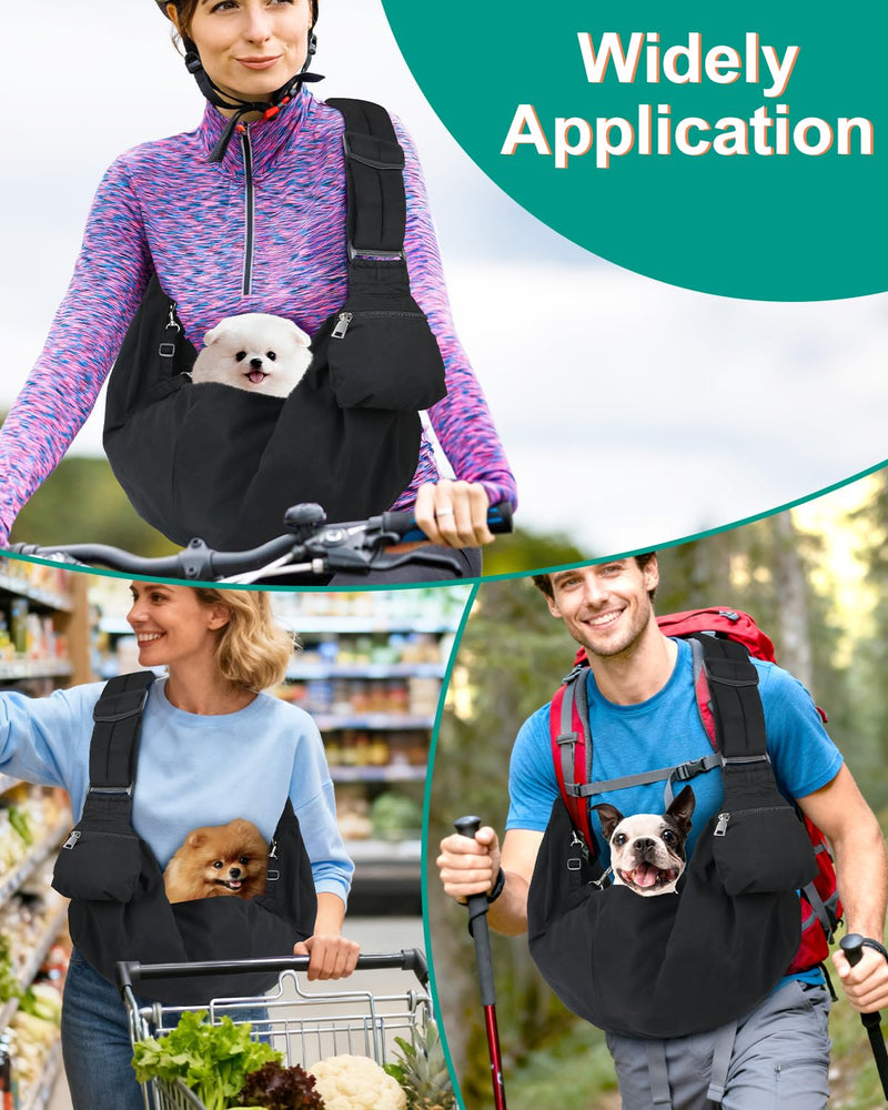 Pet Carrier Sling for Small Dogs and Cats, Dog Carrier Sling with Adjustable Thick Padded Shoulder Strap and Pocket, Hands Free Puppy Carrier Purse for Travel or Everyday Use - PawsPlanet Australia