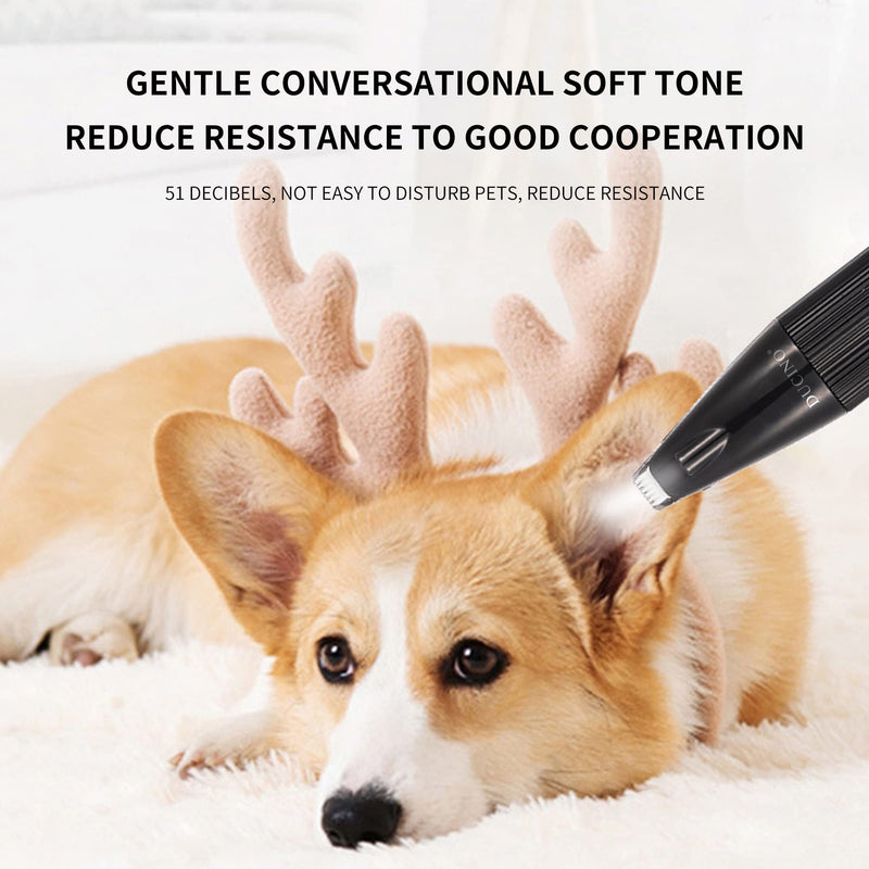 Dog Paw Clippers with LED, USB Rechargeable Professional Dog Grooming Kit, Low Noise Dog Paw Trimmer for Small Dogs and Cats Hair Around Face, Paws, Eyes, Ears, Rump (Black) Black - PawsPlanet Australia