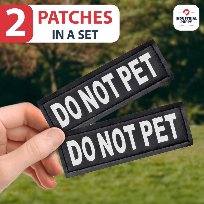 Industrial Puppy Do Not Pet Patch - Attachable Patches with Hook Backing for Do Not Pet Dog Vest Harness or Collar - Service Dog, Emotional Support, Service Dog in Training, and Therapy Patches Black, White Small (1.5 x 4") - PawsPlanet Australia