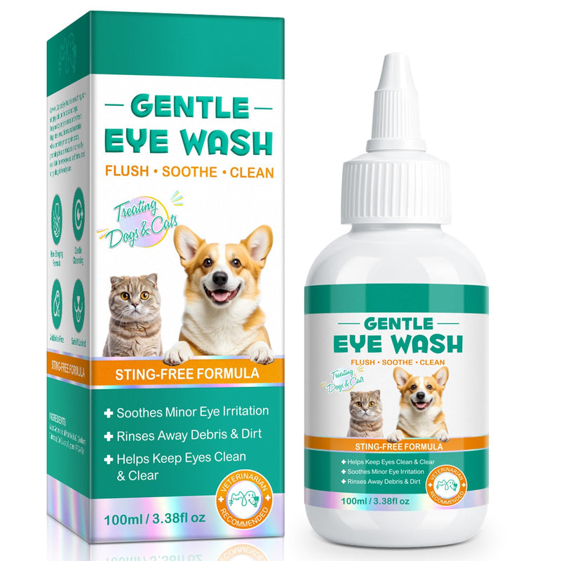 Dog Eye Drops 100ml, Eye Drops for Dogs and Cats, Relieve Eyes Itching & Irritation, Pink Eye & Allergies Symptoms, Effective Tear Stain Remover