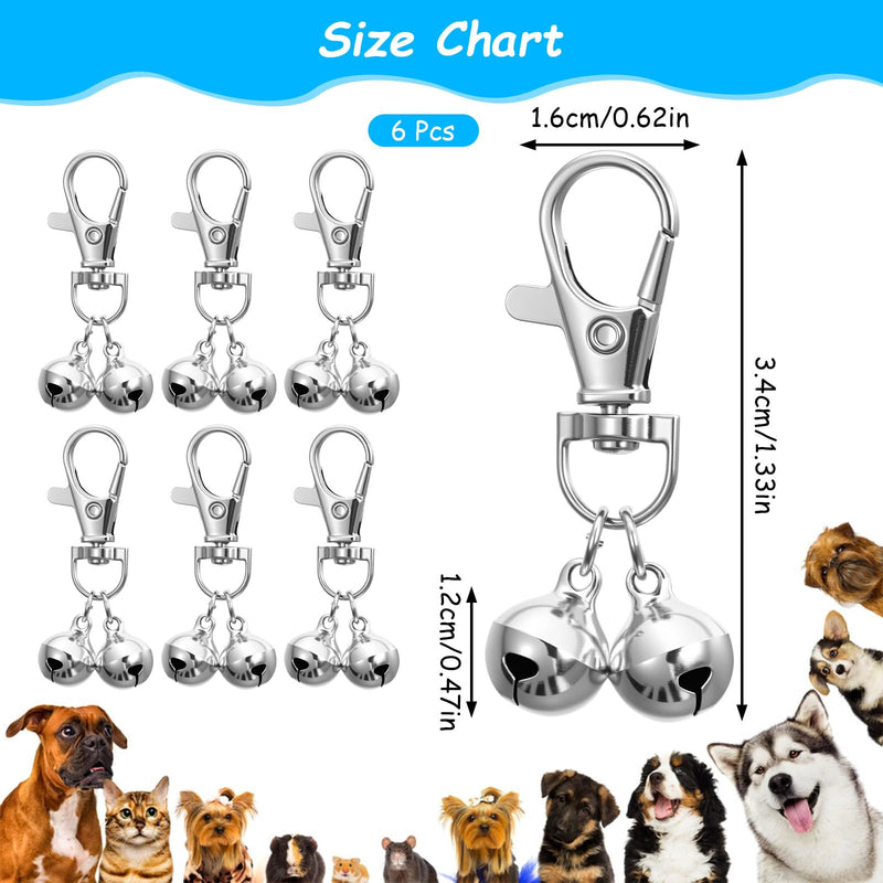 6Pcs Bell for Dog Collar, Cat Bells for Collar Loud, Mini Dog Cat Bell, Silver Pet Pendant Accessories Training Collars Charm with Snap Clips, Safe for Cats & Small Breeds - PawsPlanet Australia