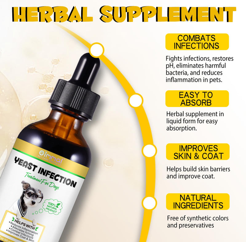 Natural Yeast Infection Treatment for Dogs, Dog Ear Infection Treatment Supports Dog Itch Relief, Dog Herbal Supplement, Helps to Support Itch Relief 2 fl oz - PawsPlanet Australia