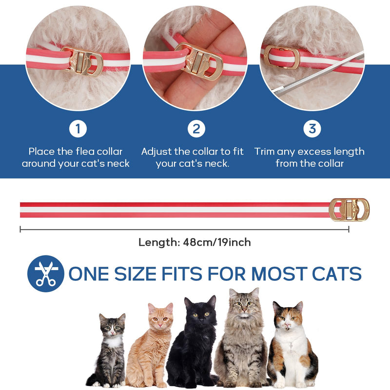 4 Pack Collar for Cats- 32 Months Protection Water Resistant Cat Collars for Kitten Small Medium Large Dog- Red & White