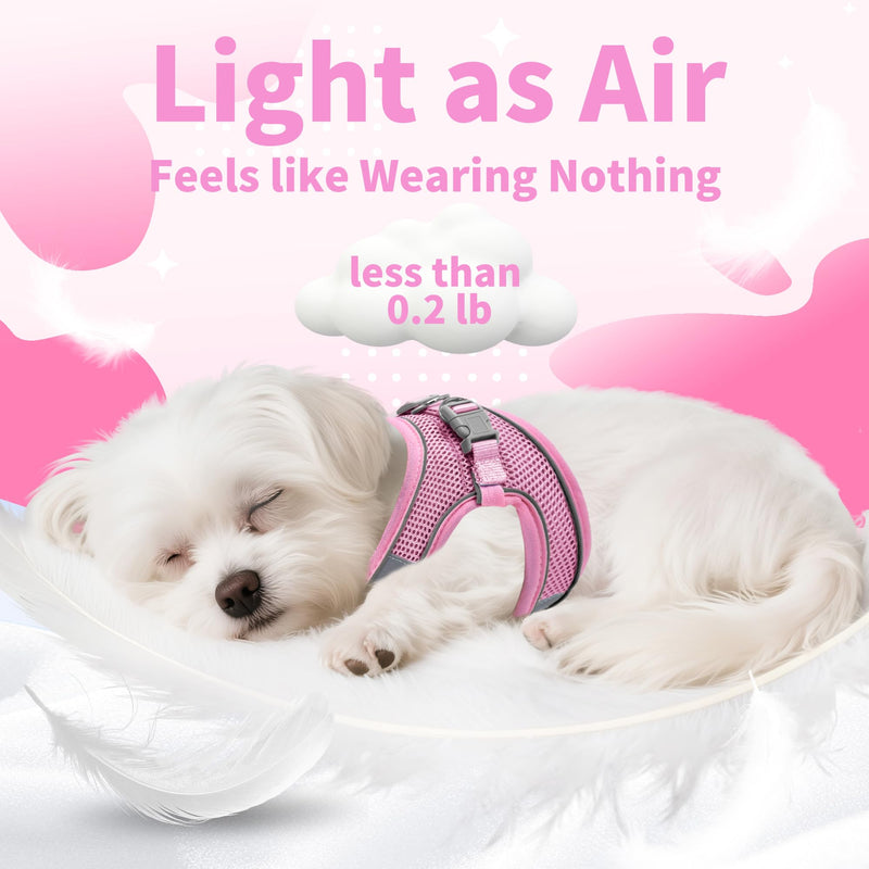 AIITLE Step in Dog Harness and Leash Set - No Pull Escape Proof Vest Harnesses with Soft Mesh and Reflective Bands, Adjustable Pet Outdoor Harnesses for Small and Medium Dogs Pink M M(Chest: 16 - 18") Pink-Blue - PawsPlanet Australia
