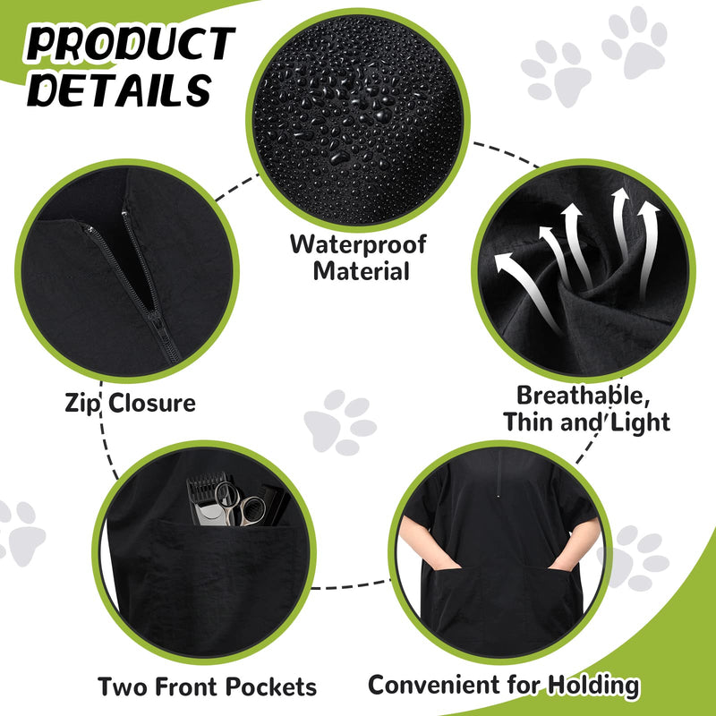 Bonuci 4 Pack Pet Grooming Work Clothes with Zipper, 3XL Size, Anti Static Splash Proof Barber Smock for Pet Dog Grooming, Hairdressers, Cosmetologists - PawsPlanet Australia