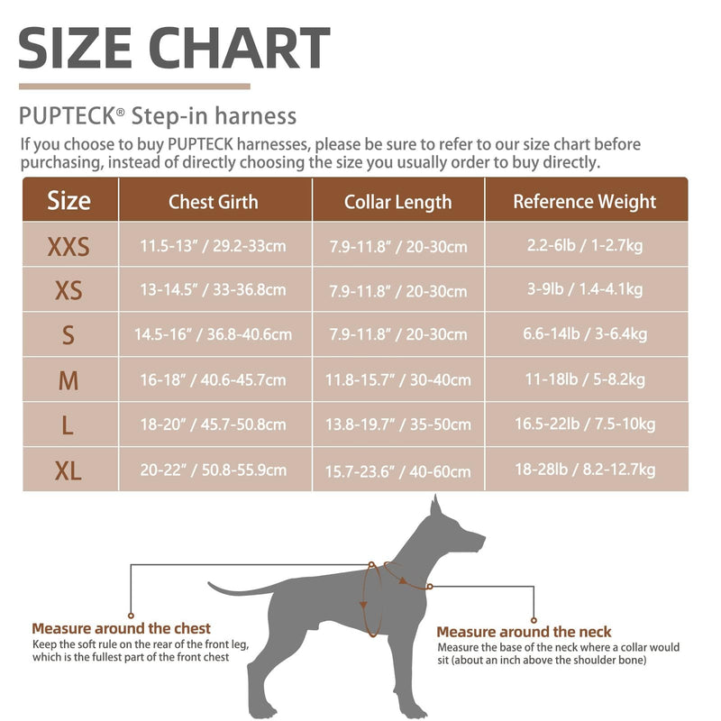 PUPTECK Dog Harness Small Dog with Collar and Lead Set Step-in No Pull Puppy Cat Harnesses for Daily Walking S: Chest girth: 36.8-40.6cm Collar: 20-30cm Pink (Plaid)