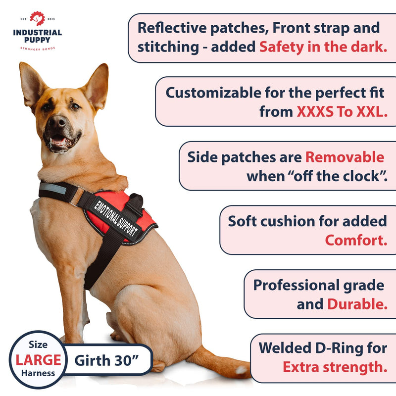 Heavy Duty Emotional Support Dog Vest Harness with Reflective Straps, Interchangeable Patches & Top Handle - ESA Dog Vest in 8 Sizes, Durable Service Dog Harness for Working and Support Dogs Bright Red Large, Fits Girth 27-33" - PawsPlanet Australia