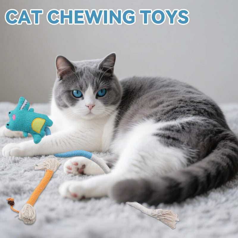 4pcs Safe Cat Rope Toy with Catnip - Dental Cleaning Chew Toys for Cats - Kitten Teething Toys - Interactive Play Toys with Feathers - Indoor Cats - PawsPlanet Australia
