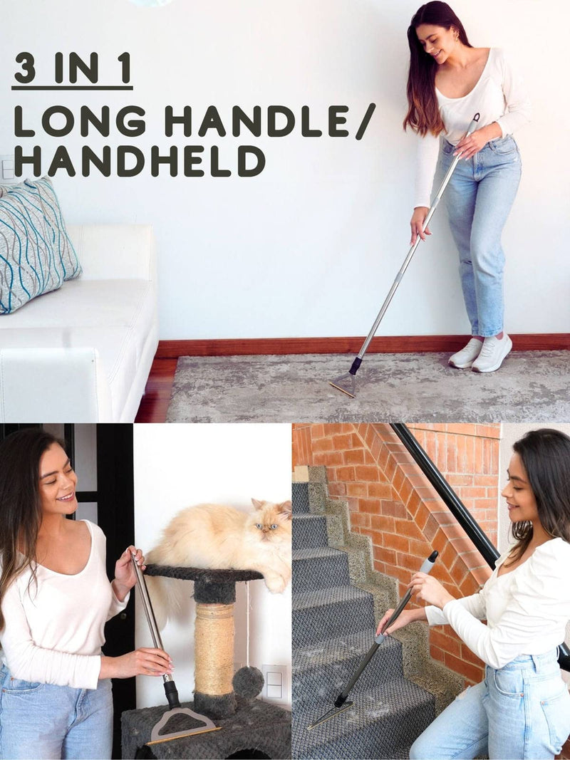 Pet Hair Remover for Carpets, Adjustable Long Handle Carpet Rake for Dog Cat Hair Removal, Powerful Carpet Hair Removal Broom, Reusable Large Fur Scraper Tool - PawsPlanet Australia