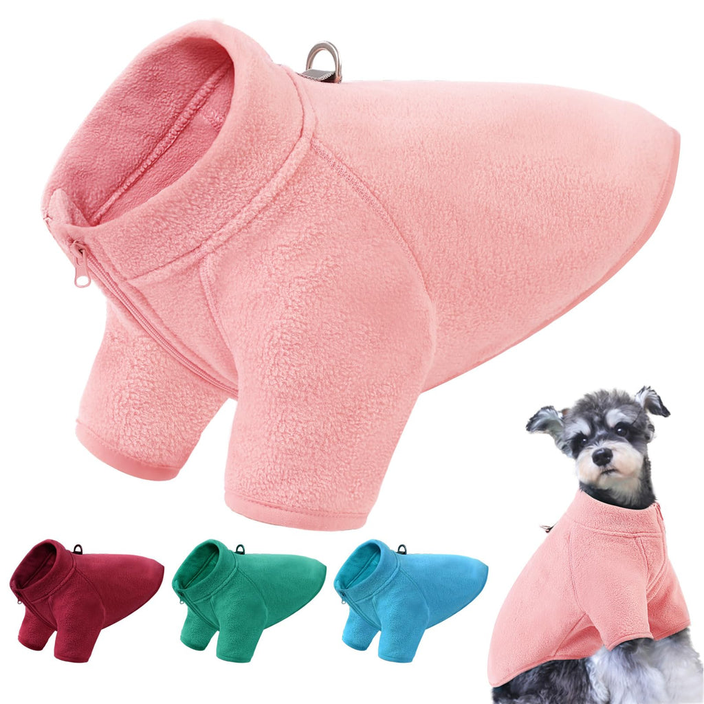 AOFITEE Dog Vest, Warm Dog Sweaters for Small Dogs Male Female, Fleece Dog Sweatshirt Puppy Sweater Lightweight Dog Coat, Reflective Turtleneck Dog Fleece Vest with D-Ring for Small Medium Dogs, S Pink