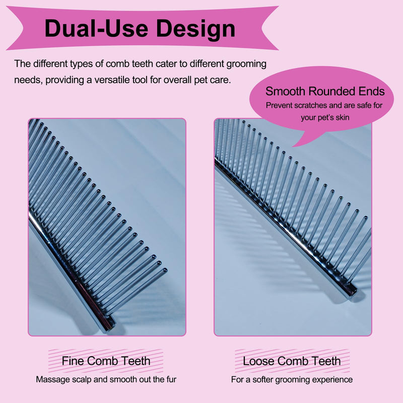 3 PCS Puppy Brush Grooming Kit, Stainless Steel Flea Comb, Fit for Yorkie, Shih Tzu, Maltipoo, Soft Bristle (Pink) Pink - PawsPlanet Australia