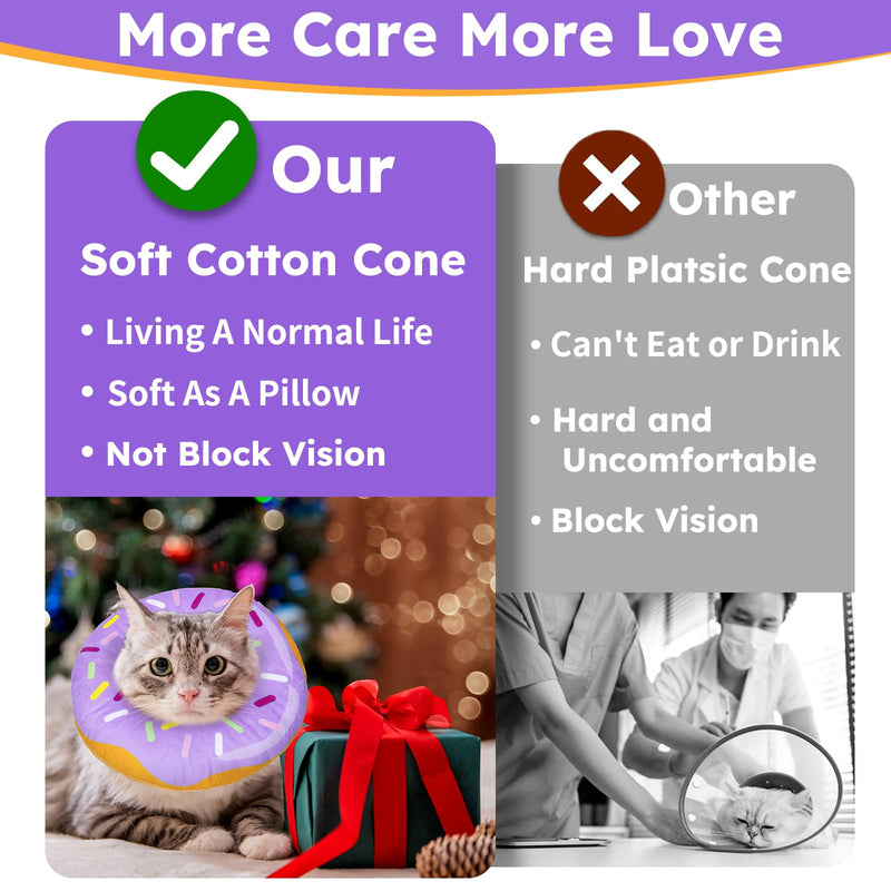 Cat Cone Collar Soft, Cat Recovery Collar for Wound Healing Cute Cat Donut Adjustable Cat Cones to Stop Licking Comfortable Lightweight Neck Elizabethan Collars for Cats Kittens After Surgery Medium Donut Purple - PawsPlanet Australia