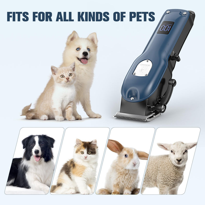 Dog Hair Clippers for Grooming Cordless Pet Clippers for Dogs Thick Hair with Metal Blades, Electric Rechargeable Dog Trimmer for Grooming Low Noise Pet Grooming Kit,Blue Blue - PawsPlanet Australia